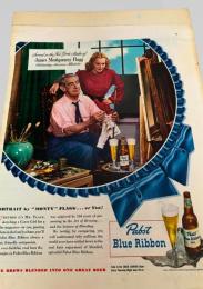 スクラップ資料（台紙貼り）  スタジオ広告風・男性／Pabst Blue Ribbon ビール