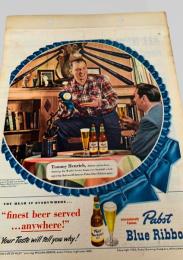 スクラップ資料（台紙貼り）  スタジオ広告風・男性／Pabst Blue Ribbon ビール②