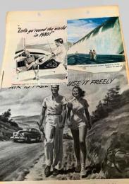 スクラップ資料（台紙貼り）  旅行広告風・女性・男性・ロード