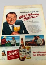 スクラップ資料（台紙貼り）  ポスター広告風・男性・ビールブランド・Blatz