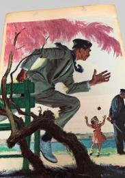 スクラップ資料（台紙貼り）  物語挿絵風・男性・子ども