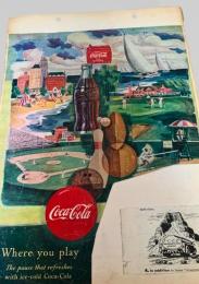 スクラップ資料（台紙貼り）  清涼飲料広告風・スポーツ・風景・コカコーラ