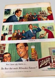 スクラップ資料（台紙貼り）  Schlitz Brewing Company・ビール広告・男性