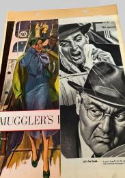 スクラップ資料（台紙貼り）  犯罪・社会派挿絵風・男性・女性