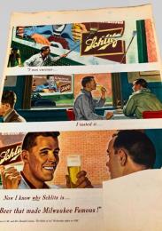 スクラップ資料（台紙貼り）  Schlitz Brewing Company・ビール広告・飲み屋風