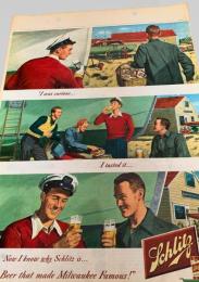 スクラップ資料（台紙貼り）  Schlitz Brewing Company・ビール広告・海軍風