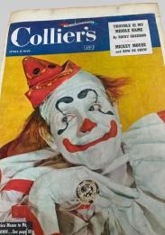 スクラップ資料（台紙貼り）  週刊誌表紙風・男性（ピエロ）／米国週刊誌（Collier’s）