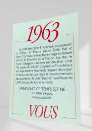記念ポストカード：1963年の出来事と手書きメッセージ（フランス語）