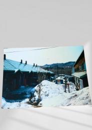 炭鉱長屋と雪景色