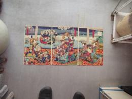 大尽遊　晩花美人揃　三枚揃