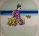 団扇見本絵　花と美人