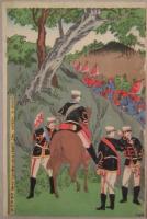 錦絵　平壌ニ我軍清兵ヲ追　3枚続