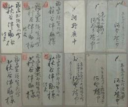 河野廣中書簡(福島・三春藩士/政治家)　毛筆六通　萩谷氏宛