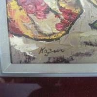 真作 油彩画 工藤和男 石榴 額約42×35センチ