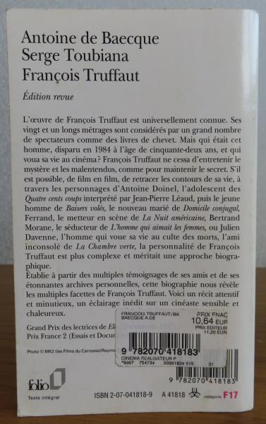 フランソワ・トリュフォー ： François Truffaut 【folio essais