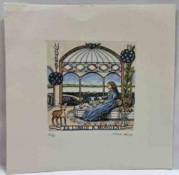 大野加奈　手彩入銅版蔵書票　