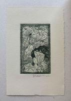 岩佐なを銅版書票　匂へども闇