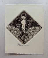 岩佐なを銅版書票　匂へども闇