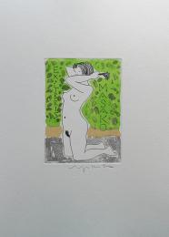横田稔　銅版蔵書票「裸婦」15