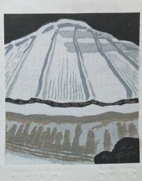 前田政雄木版画「銀閣寺庭」