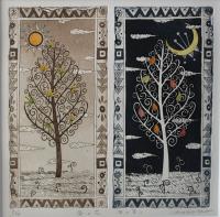 朝日みお銅版画「昼の花・夜の実り」