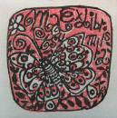 青木薔木版画蔵書票「蝶」