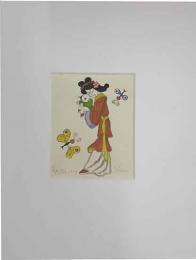 武井武雄木版画　「靉蘭母子像」