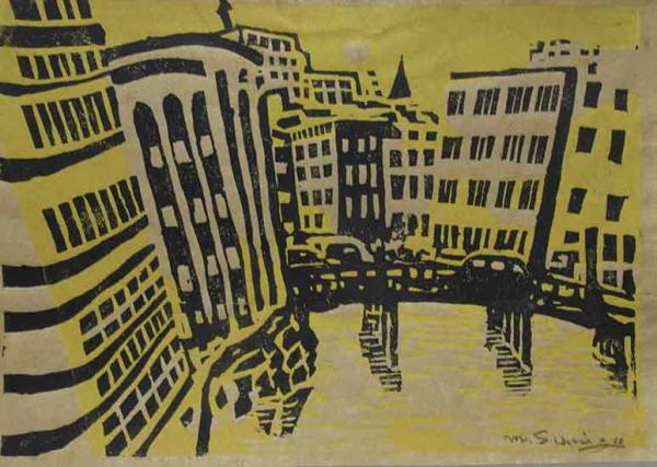 清水正博木版画「数寄屋橋より」 / 古本、中古本、古書籍の通販は