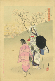 日本花図絵　いかにせん都の春もおしけれど馴しあづまの花やちるらん　惣野