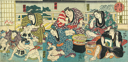 勧進大相撲八景雨中戯ノ図