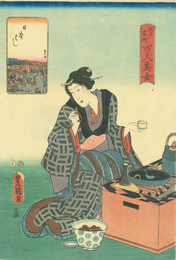 江戸名所百人美女　日本はし