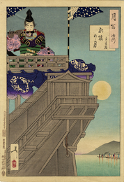 月百姿　舵楼の月　平清経
