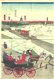 汽車　人力車　鉄道馬車　ホテル館遠望