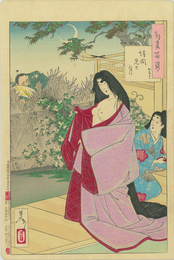 月百姿　垣間見の月　かほよ