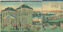 東京名所之内　新橋汐留蒸気車鉄道局停車館之真図