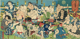 東西関取集大酒盛之図