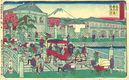 東京名所土産　京橋より銀座通り煉瓦造り