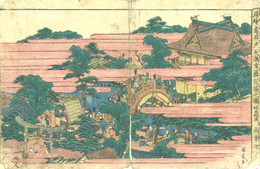 浮絵　亀井戸天満宮藤花盛之図