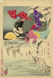 月百姿　浅野川晴雪月　孝女ちか子