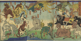 ［見立］三拾六獣相撲合之図