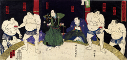 大相撲引分之図　梅ヶ谷　境川