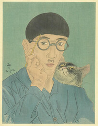 自画像と猫