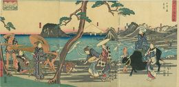 相州江のしま渚の図　七里の浜真景