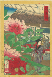 東京名所花競　目黒牡丹