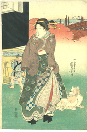 源氏模様　立美人之図　土蔵前