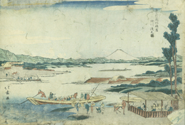東海道川崎宿六郷川渡之図