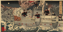 ［我艦隊月夜ニ］渤海湾攻撃之図