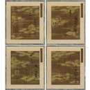 色紙手鑑　 ＜菊紋入金泥下絵色紙6面　各色紙右上に筆者名短冊付　緞子表紙　紙面20.5×17.5糎　帖面27.3×24.2糎　桐箱入　「鷹司関白白前左大臣兼?公」「九條右大臣輔實公」「二條内大臣綱平公」「妙法院堯延親王」「中院前内大臣道茂公」「菊亭右大将伊季卿」＞