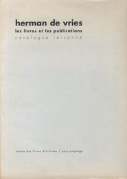 herman de vries: les livres et les publications
