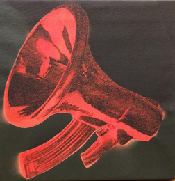 Beejoirシルクスクリーンキャンパス額「Megaphone」-Red,Black-